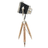 Aluminum and Wood Tripod Stand Spotlight Lamp